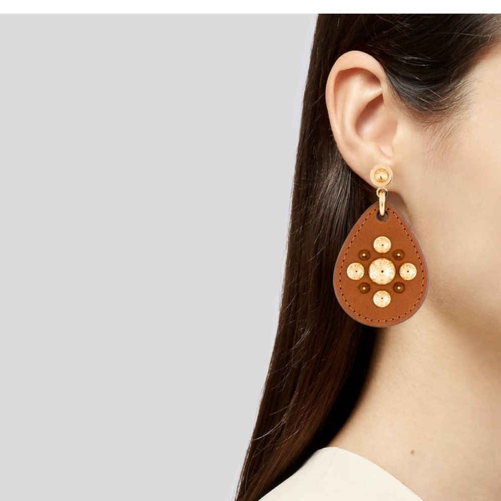 Louis Vuitton leather studded drop earrings - Picture 5 of 5